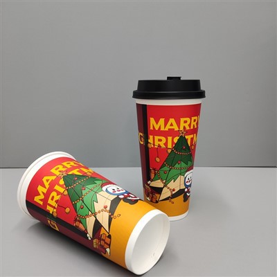 16 oz papierové šálky na kávu s viečkami